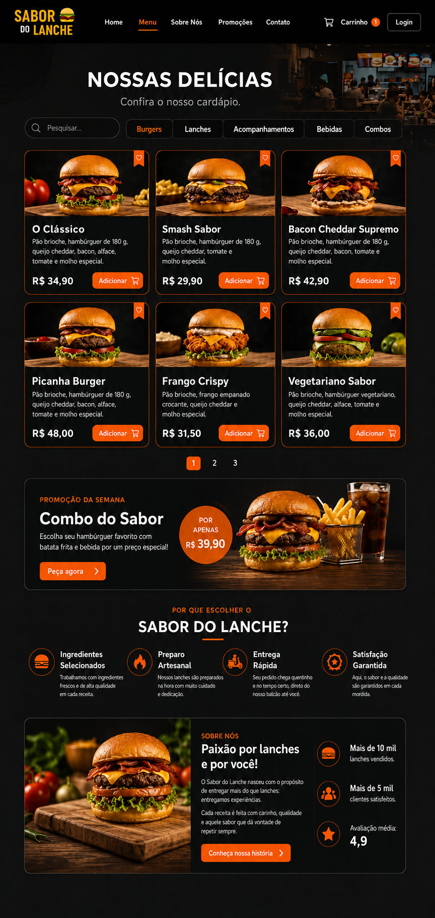 Sabor do Lanche Landing Page Mockup
