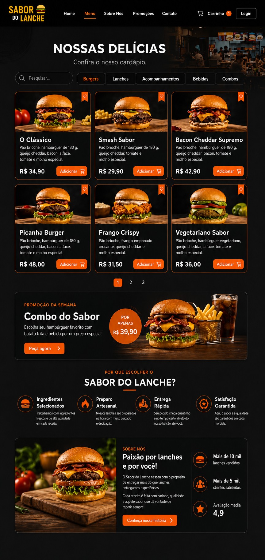 Sabor do Lanche Landing Page Mockup